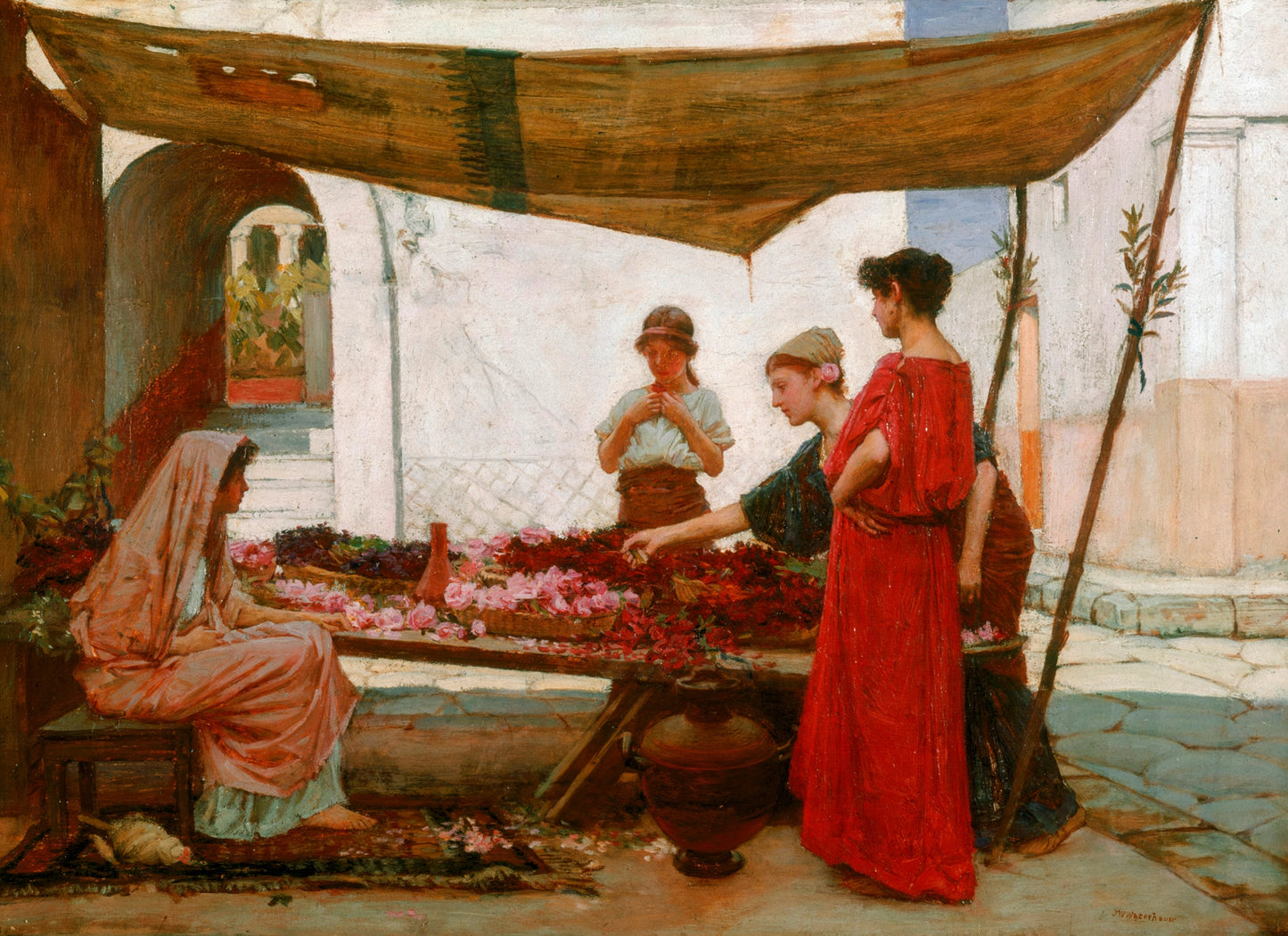 A Grecian Flower Market - John William Waterhouse