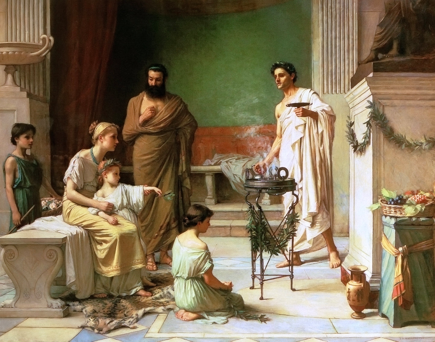 A Sick Child Brought into the Temple of Aesculapius  - John William Waterhouse