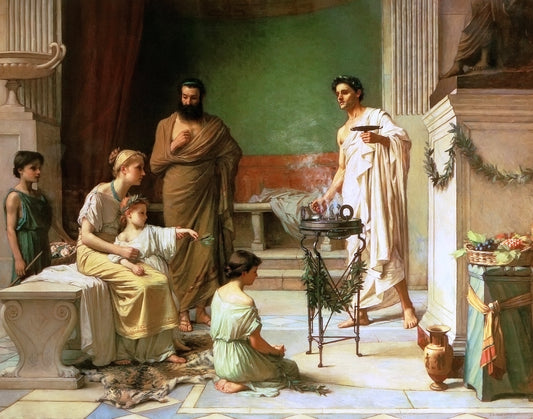 A Sick Child Brought into the Temple of Aesculapius  - John William Waterhouse