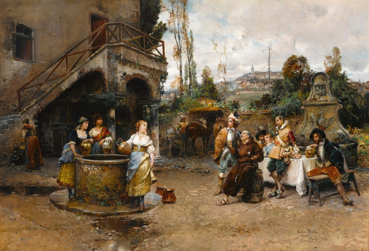 A conversation at the well - Cesare-Auguste Detti