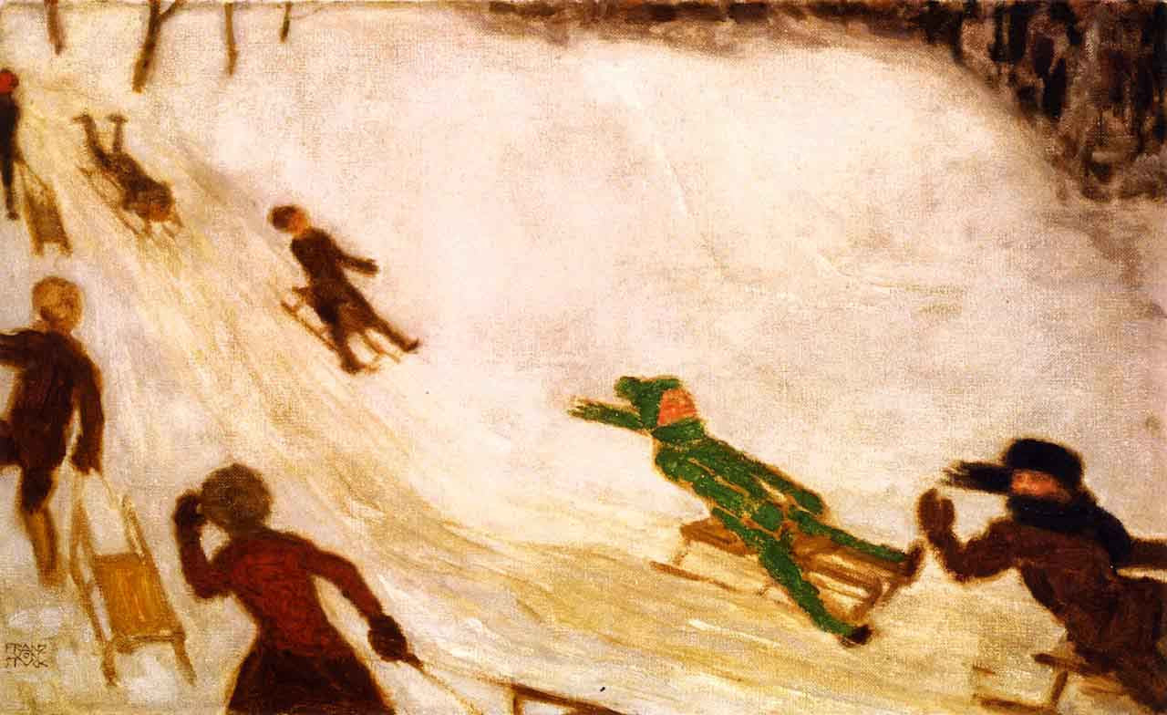 Children Sledding - Franz Von Stuck