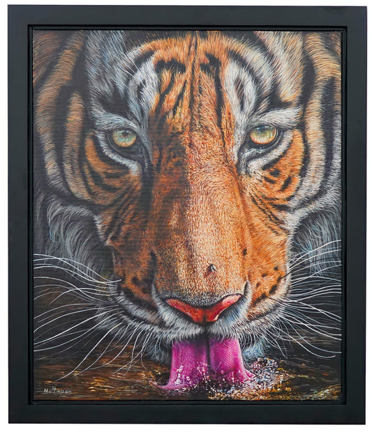 Tigre qui boit de l'eau - 50 X 60 cm - Reproductions de tableaux et peintures haut de gamme