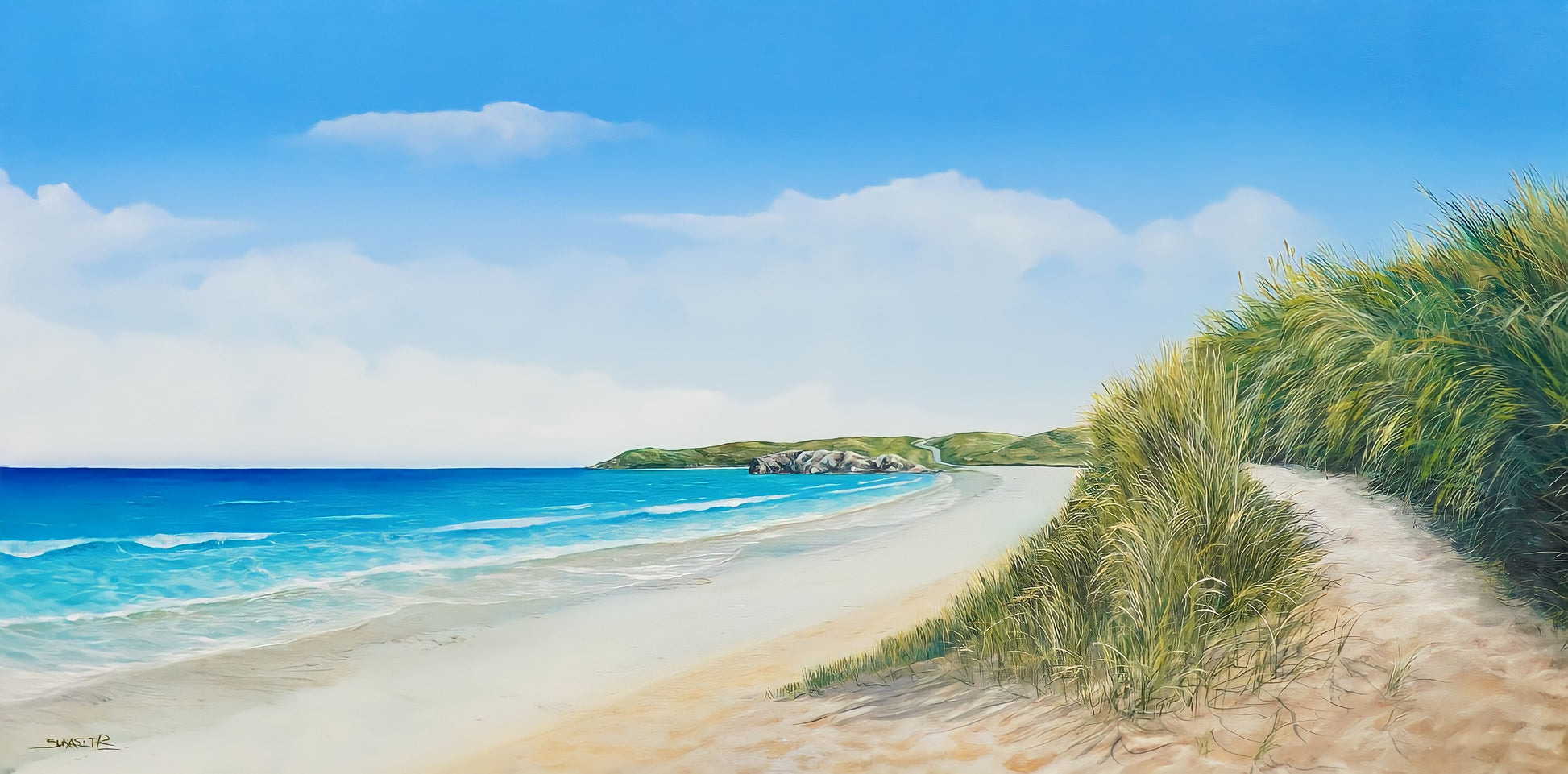 Le calme à la plage - 120 X 60 cm - Reproductions de tableaux et peintures haut de gamme