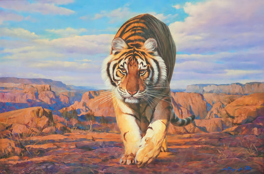 Tigre en chasse - 150 x 100 cm - Reproductions de tableaux et peintures haut de gamme