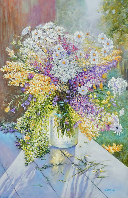 Fleurs dans un vase transparent - 60 x 90 cm - Reproductions de tableaux et peintures haut de gamme