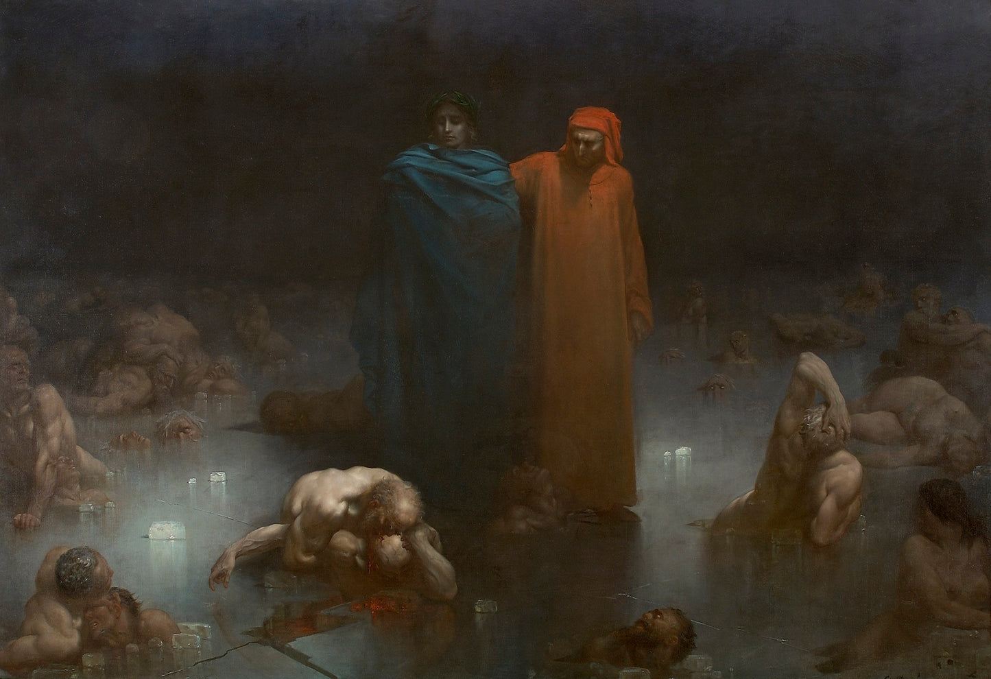 Dante et Virgile dans le neuvieme cercle de l'enfer - Gustave Doré