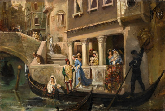 Landing into a gondola of the Venetian nobility - Wilhelm Kotarbiński