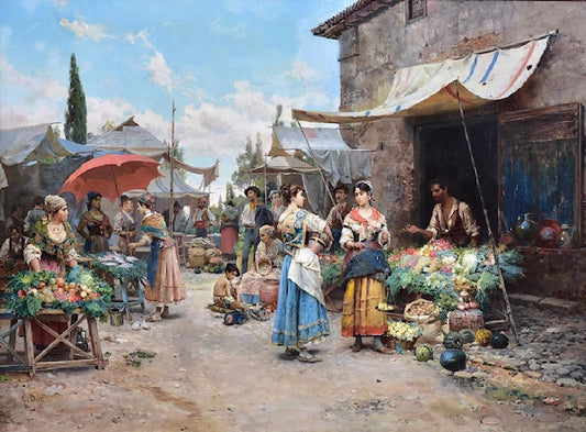 Market Scene - Cesare-Auguste Detti