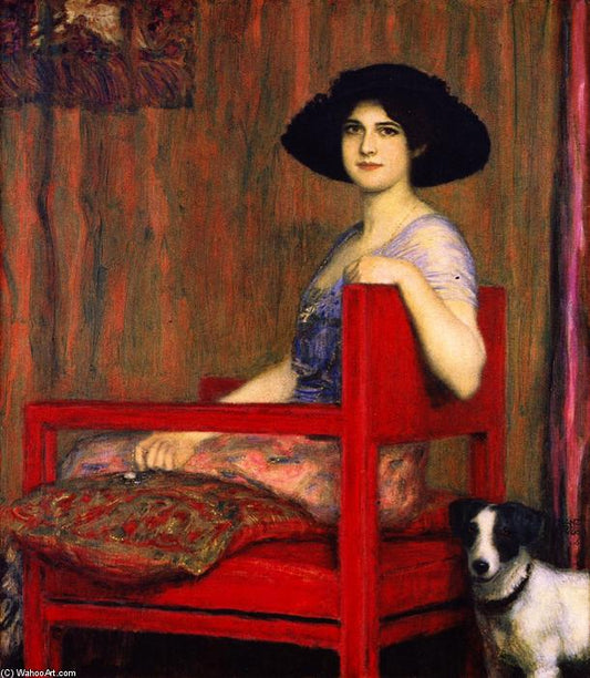 Mary in a Red Chair - Franz Von Stuck