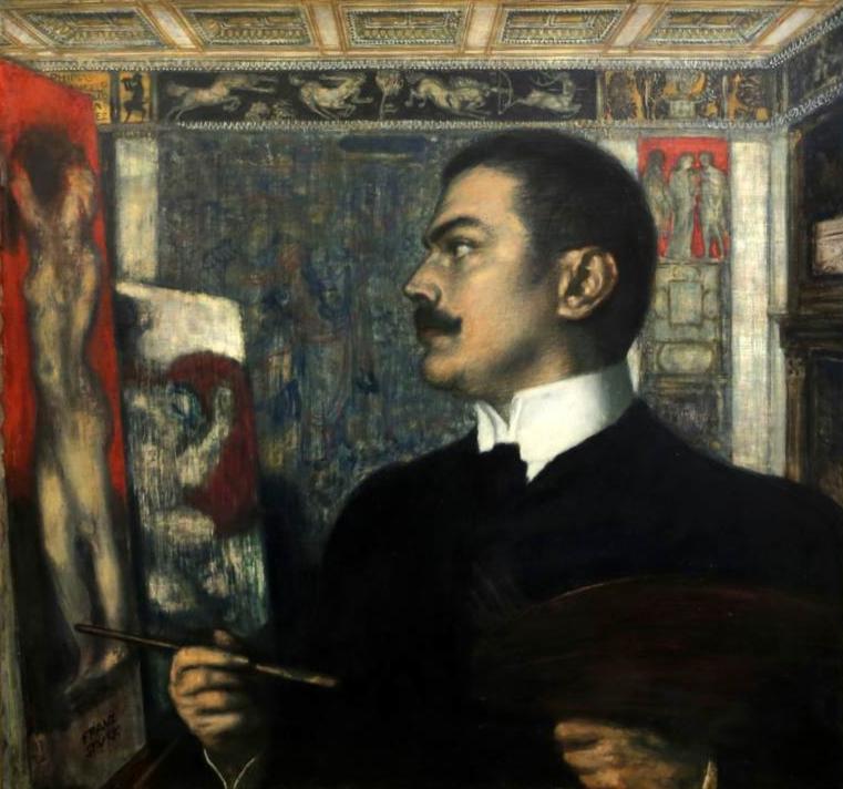 Self Portrait in the Studio - Franz Von Stuck