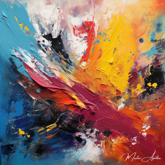 Tableau abstrait multicolore contemporain phoenix - Reproductions de tableaux et peintures haut de gamme