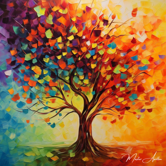 Tableau arbre abstrait couleur - Reproductions de tableaux et peintures haut de gamme