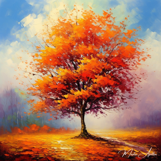 Tableau arbre automne ensoleillé - Reproductions de tableaux et peintures haut de gamme