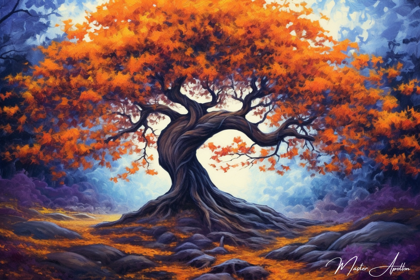 Tableau arbre automne zen - Reproductions de tableaux et peintures haut de gamme