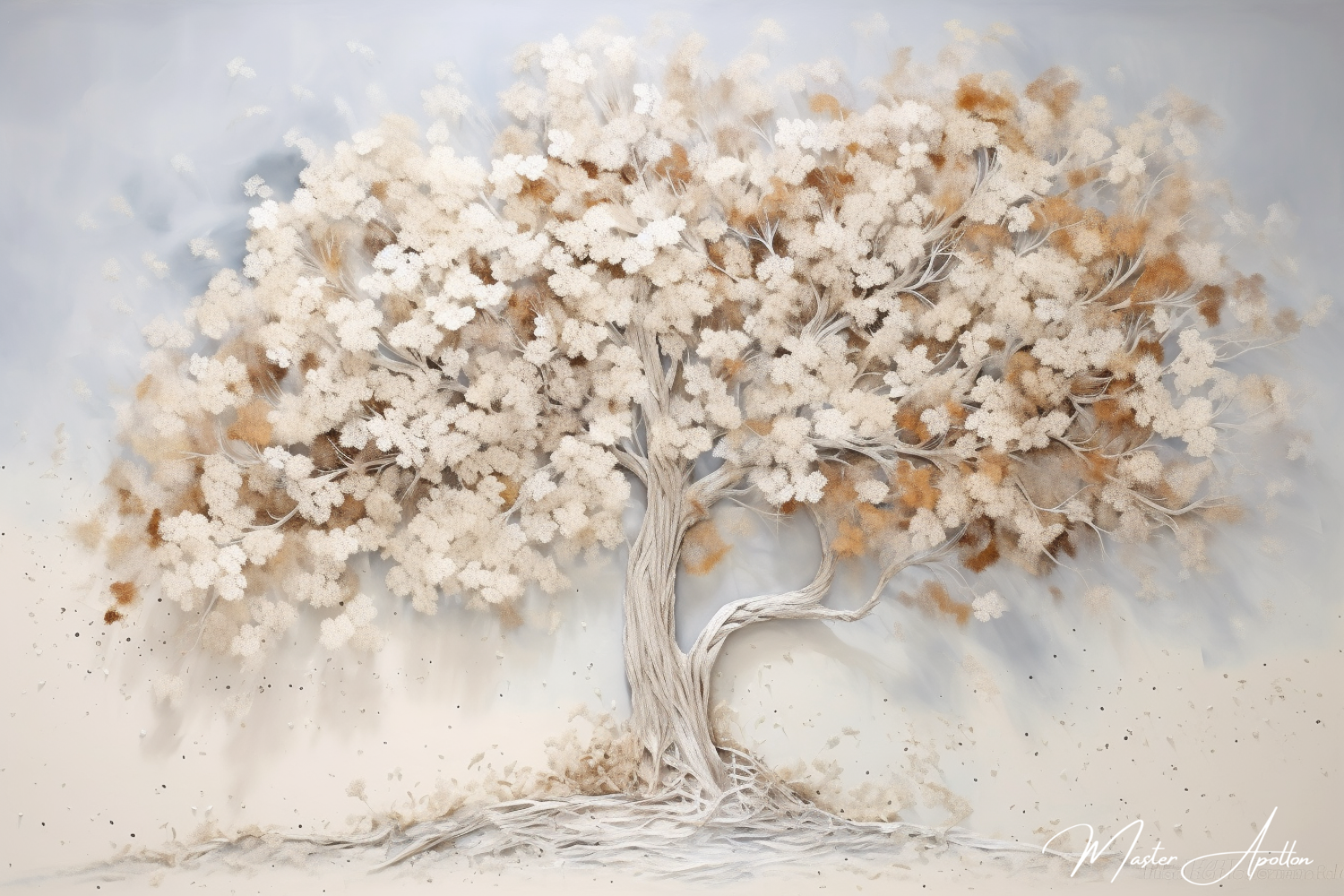 Tableau arbre blanc feuille blanche - Reproductions de tableaux et peintures haut de gamme