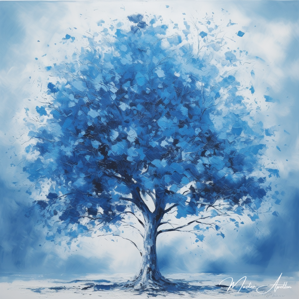 Tableau arbre bleu et blanc - Reproductions de tableaux et peintures haut de gamme