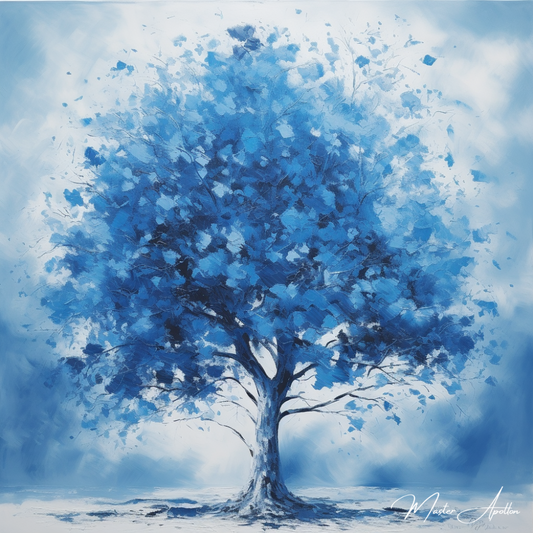 Tableau arbre bleu et blanc - Reproductions de tableaux et peintures haut de gamme