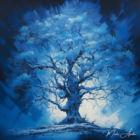 Tableau arbre bleu majestueux - Reproductions de tableaux et peintures haut de gamme