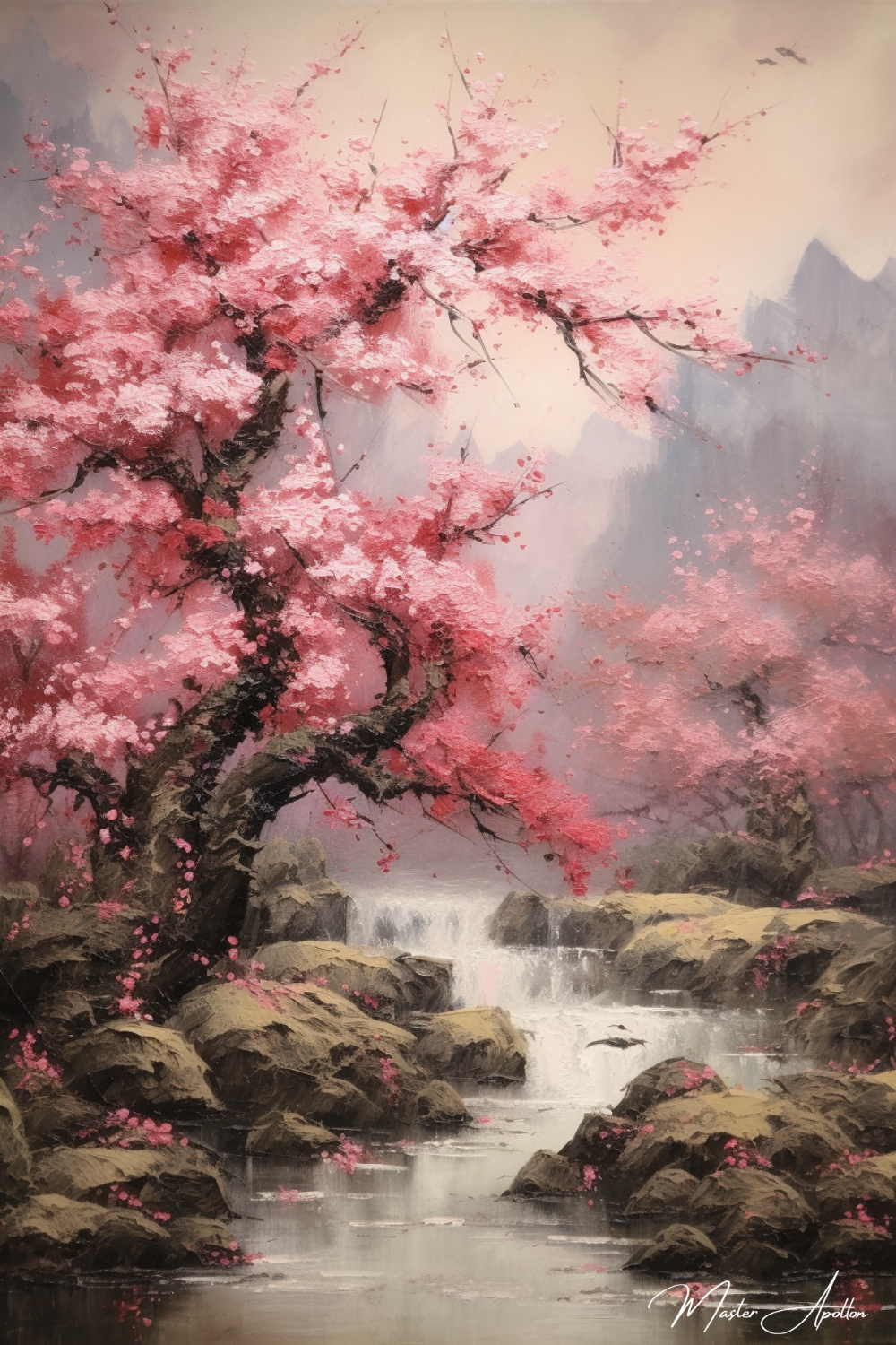 Tableau arbre cerisier japonais zen - Reproductions de tableaux et peintures haut de gamme