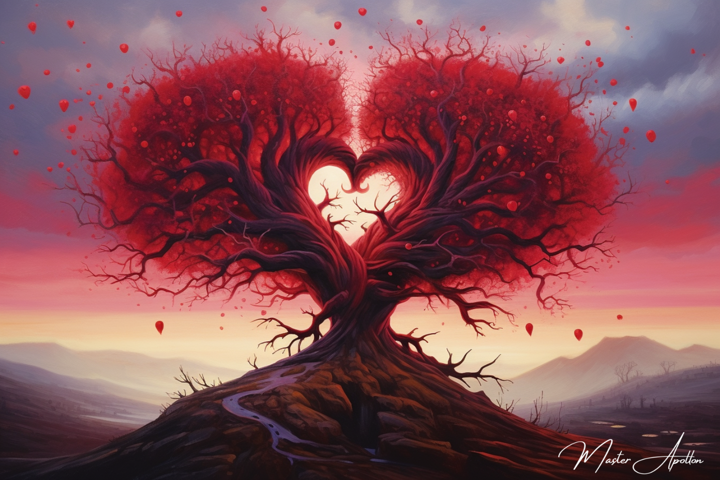 Tableau arbre coeur amour - Reproductions de tableaux et peintures haut de gamme