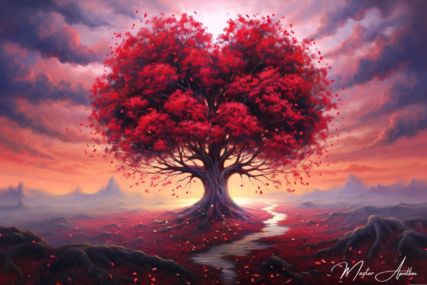 Tableau arbre coeur love - Reproductions de tableaux et peintures haut de gamme