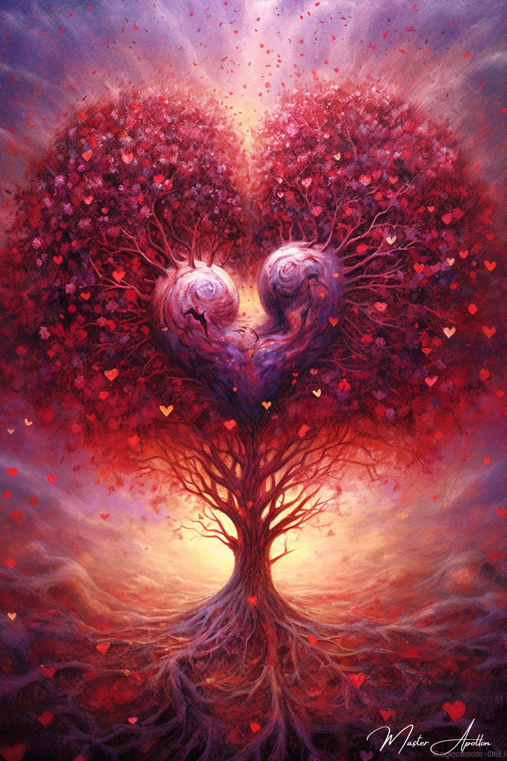 Tableau arbre coeur nouvelle amour - Reproductions de tableaux et peintures haut de gamme