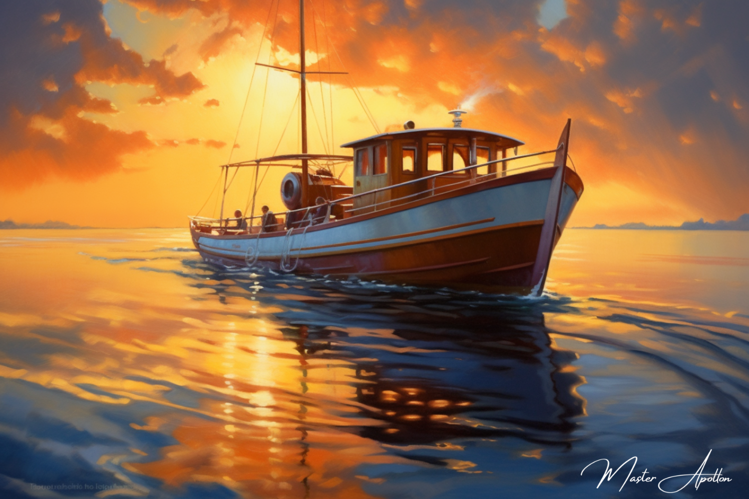 Tableau bateau contemporain sunset - Reproductions de tableaux et peintures haut de gamme