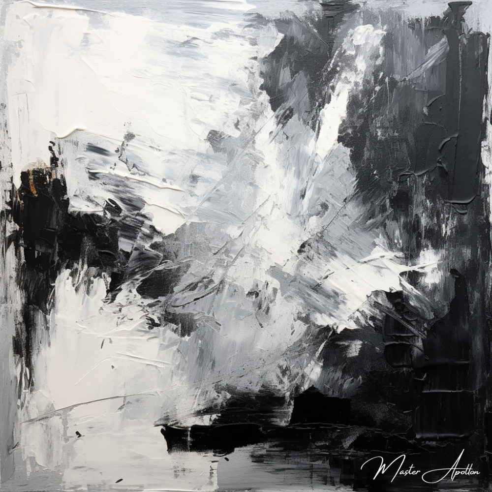 Tableau contemporain abstrait noir et blanc tempete - Reproductions de tableaux et peintures haut de gamme