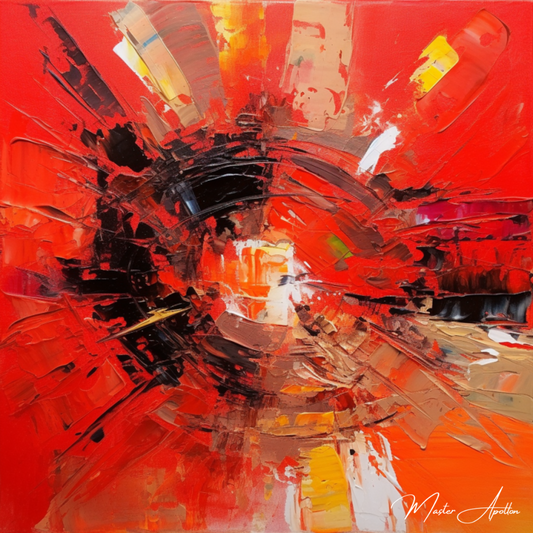 Tableau contemporain abstrait rouge espace - Reproductions de tableaux et peintures haut de gamme