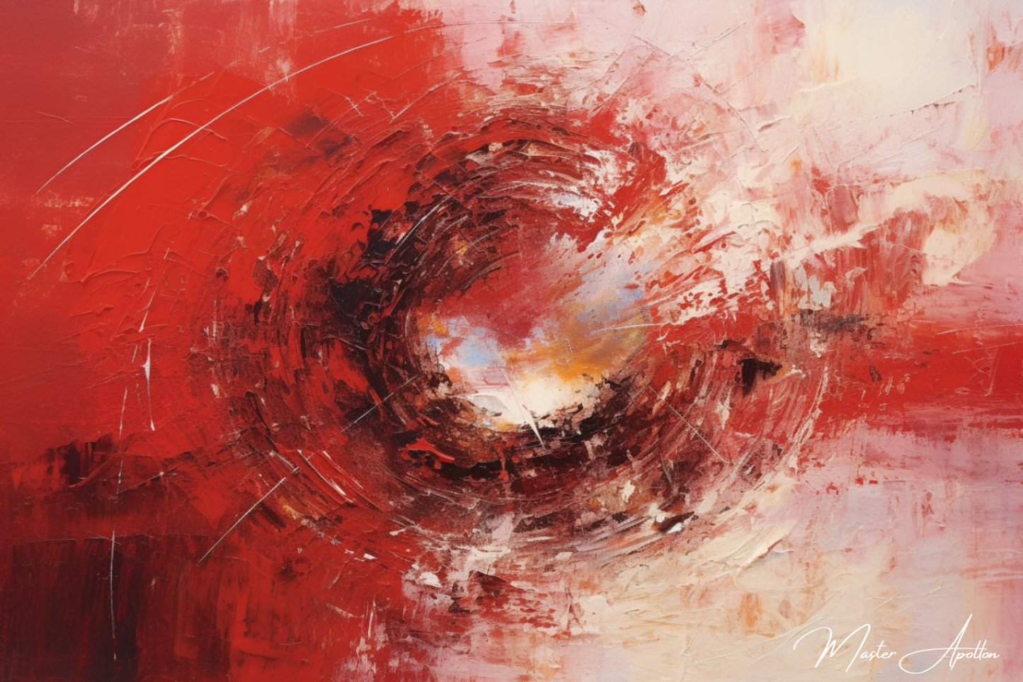 Tableau contemporain abstrait rouge meteore - Reproductions de tableaux et peintures haut de gamme