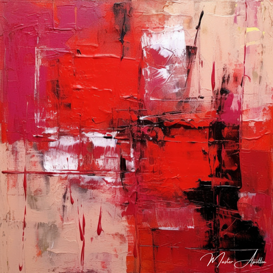 Tableau contemporain abstrait rouge work - Reproductions de tableaux et peintures haut de gamme