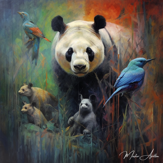 Tableau contemporain animaux Panda - Reproductions de tableaux et peintures haut de gamme