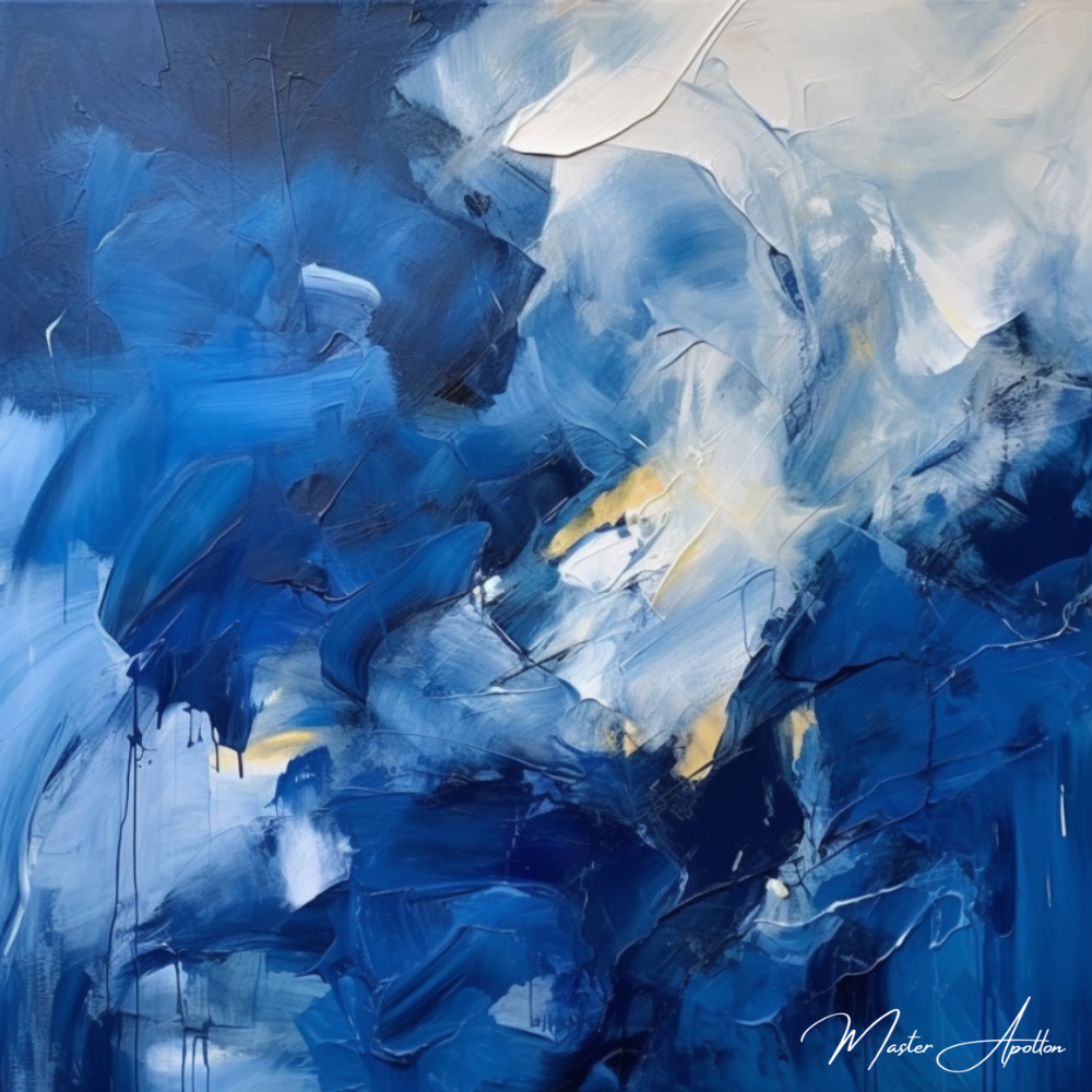 Tableau contemporain bleu abstrait mer - Reproductions de tableaux et peintures haut de gamme