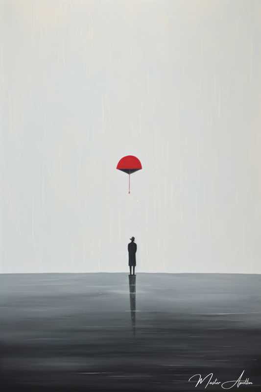 Tableau minimaliste le parapluie volant rouge - Reproductions de tableaux et peintures haut de gamme