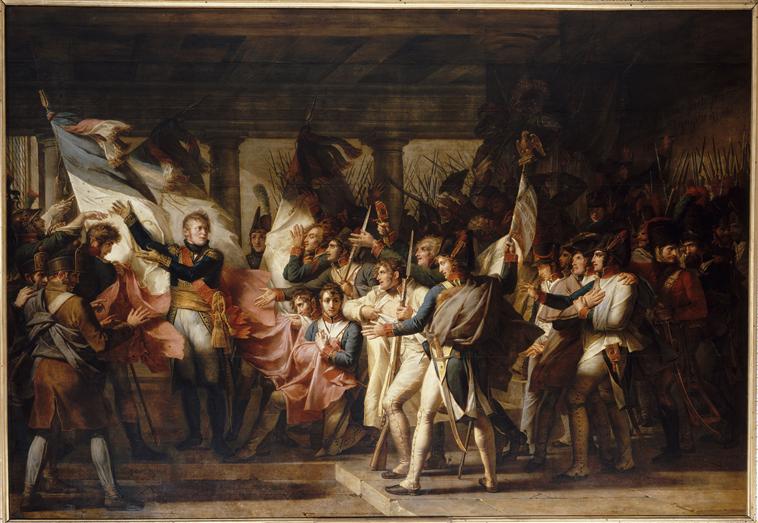 The soldiers of the 76th Ligne receive their banners from Marshal Ney - Charles Meynier