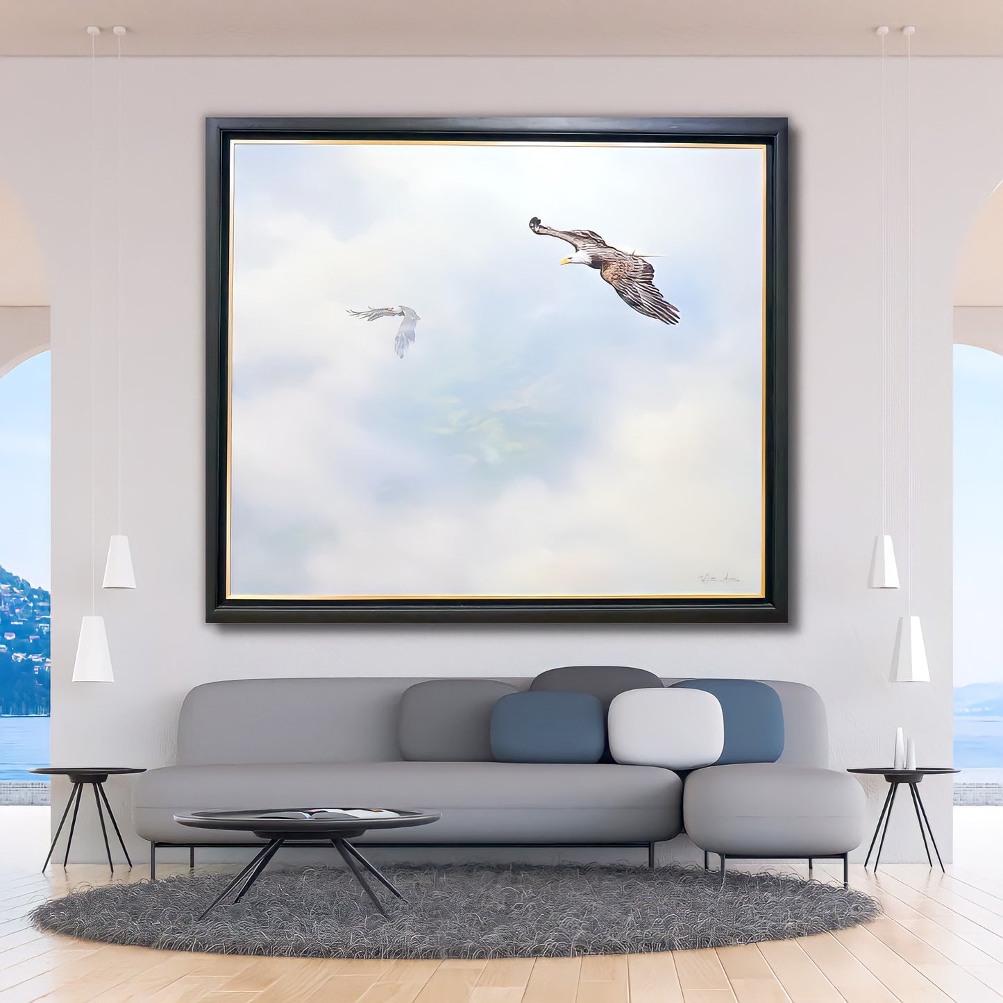 Aigles en survols - 200 x 170 cm - Reproductions de tableaux et peintures haut de gamme