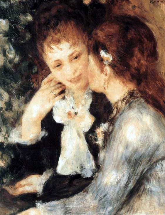 Jeunes femmes qui parlent (confidences) - Pierre-Auguste Renoir - Reproductions de tableaux et peintures haut de gamme