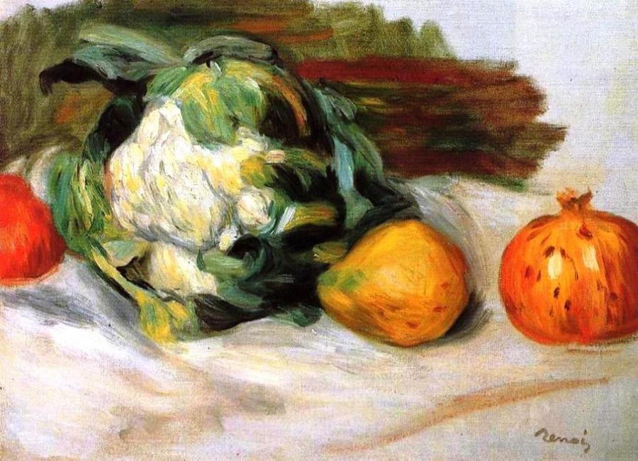 Chou-fleur et grenades - Pierre-Auguste Renoir - Reproductions de tableaux et peintures haut de gamme