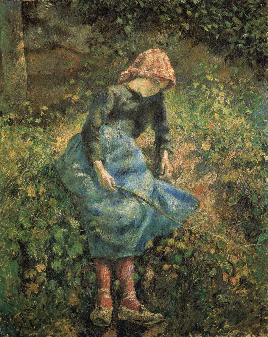 Jeune Fille a la Baguette - Camille Pissarro - Reproductions de tableaux et peintures haut de gamme