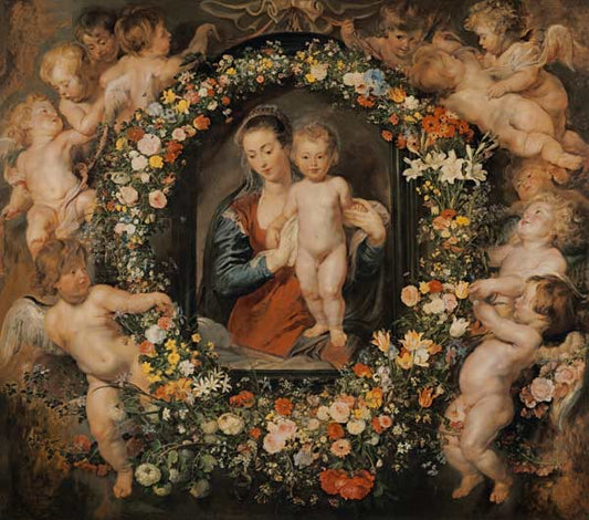 La Madonne avec la couronne de fleurs. La couronne de fleurs Jan Brueghel l'Ancien (1568-1625) - Peter Paul Rubens - Reproductions de tableaux et peintures haut de gamme