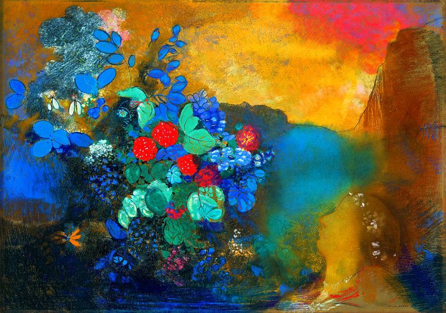 Ophélie parmi les fleurs - Odilon redon - Reproductions de tableaux et peintures haut de gamme