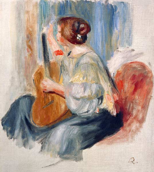 Femme avec guitare - Pierre-Auguste Renoir - Reproductions de tableaux et peintures haut de gamme