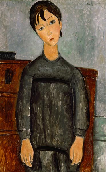 Fille avec le tablier noir - Amedeo Modigliani - Reproductions de tableaux et peintures haut de gamme