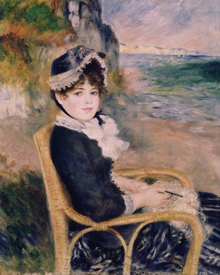 Haekelnde femme à la rive de la mer - Pierre-Auguste Renoir - Reproductions de tableaux et peintures haut de gamme