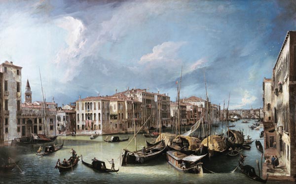 Le Canal Grande à Venise avec le pont Rialto - Giovanni Antonio Canal - Reproductions de tableaux et peintures haut de gamme