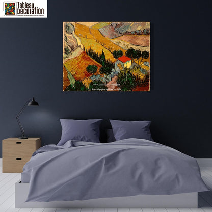 Paysage avec une maison et un laboureur - Van Gogh - Reproductions de tableaux et peintures haut de gamme