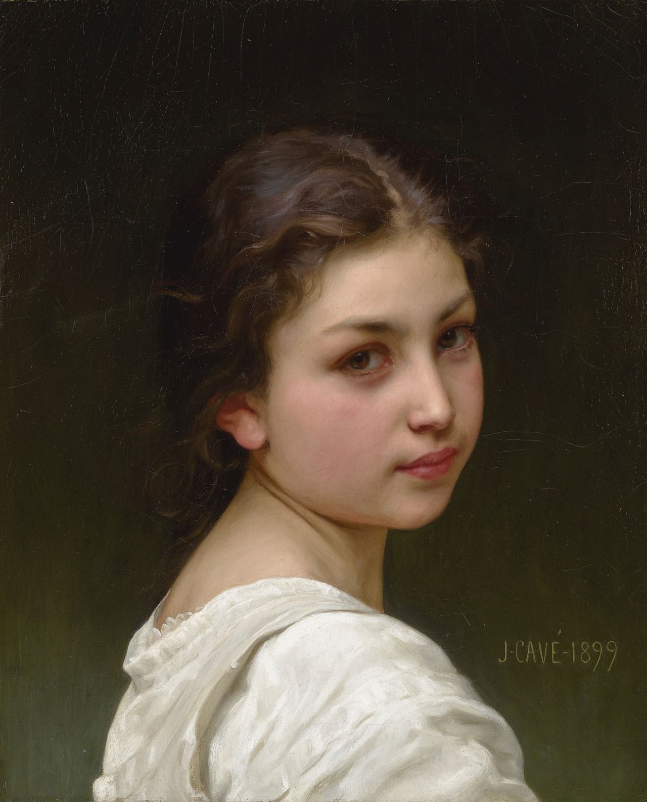 Portrait d'une jeune fille - Jules-Cyrille Cavé - Reproductions de tableaux et peintures haut de gamme