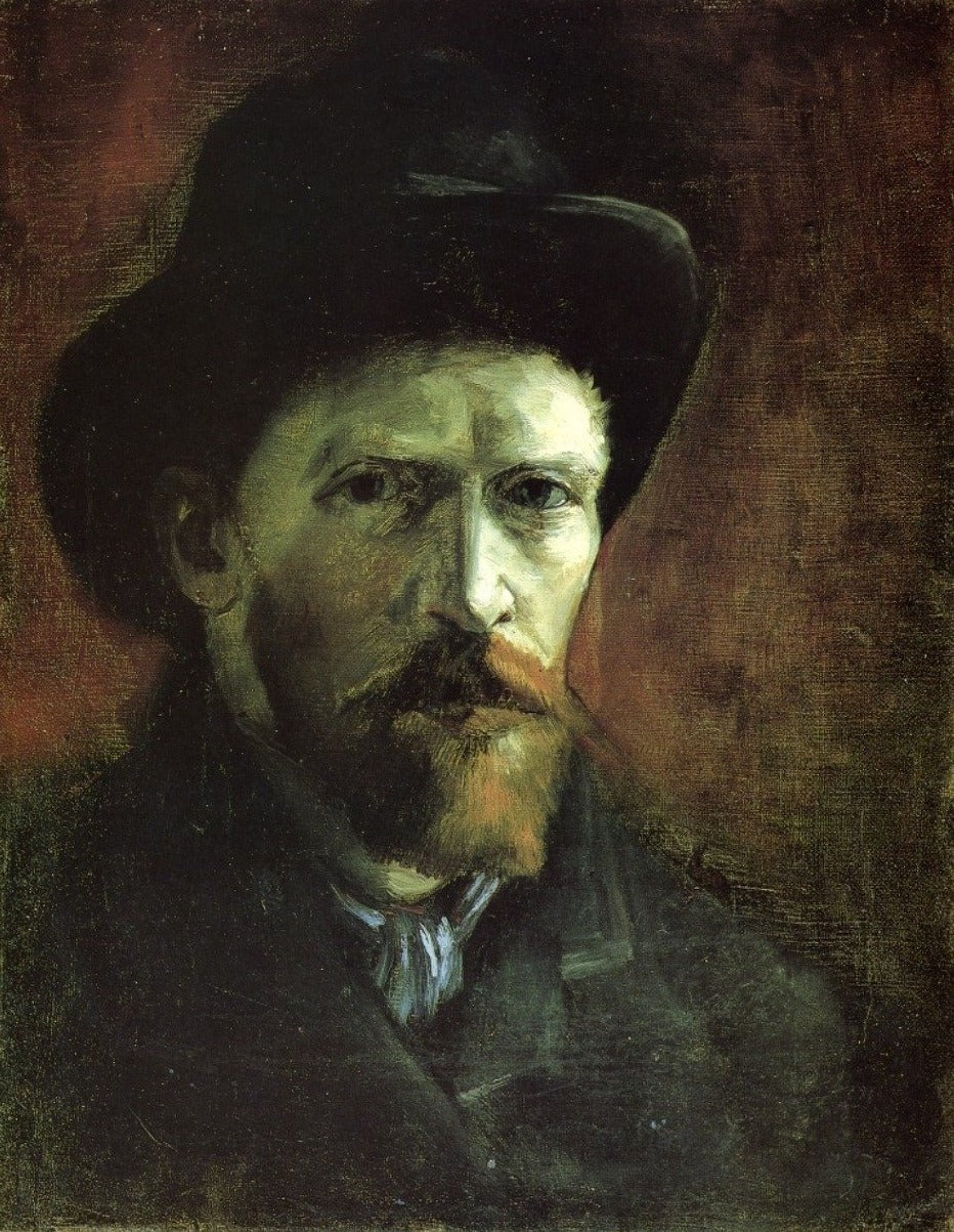 Autoportrait avec un chapeau de feutre foncé - Van Gogh - Reproductions de tableaux et peintures haut de gamme