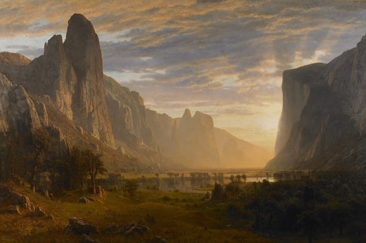 Vue sur la vallée de Yosemite, Californie - Albert Bierstadt - Reproductions de tableaux et peintures haut de gamme