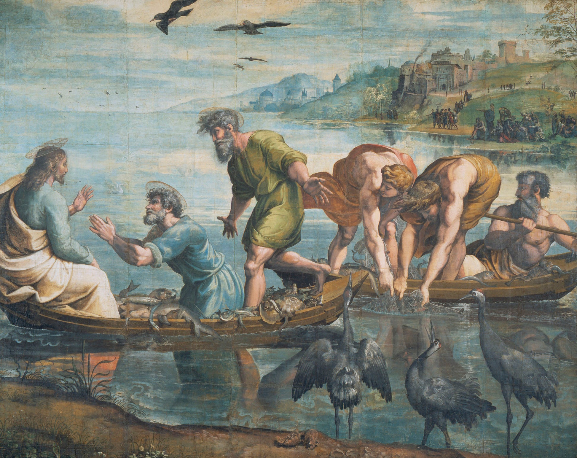 Le tirage miraculeux des poissons - Raphaël (peintre) - Reproductions de tableaux et peintures haut de gamme